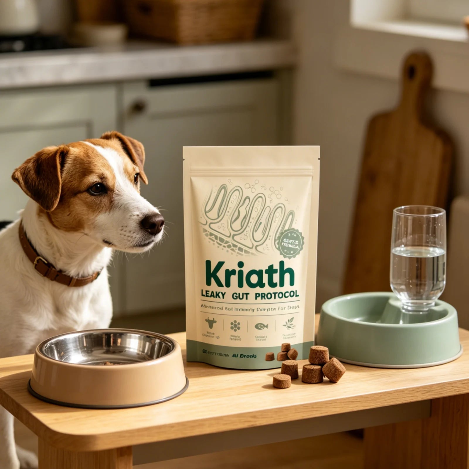 Kriath Daily Gut Care Supplement Relieve Gastrointestinal Discomfort Smooth Silky Hair Protecting Health Dog Probiotic Soft Chew - AMAZON FACTORY