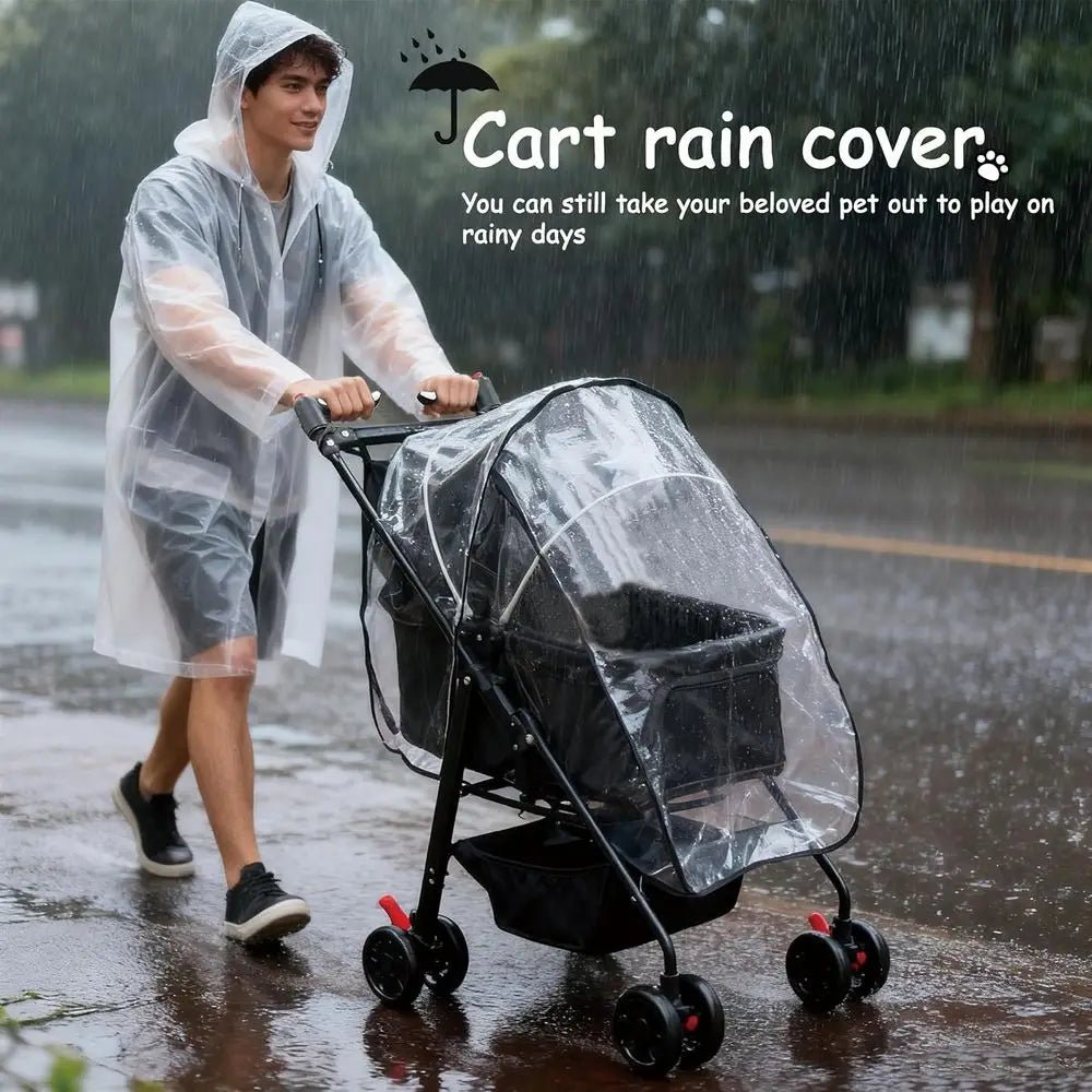 Large Pet Stroller for Cats & Dogs, Weather-Covered, Suitable for Various Pet Sizes, Outdoor Travel Cart-AMAZON FACTORY