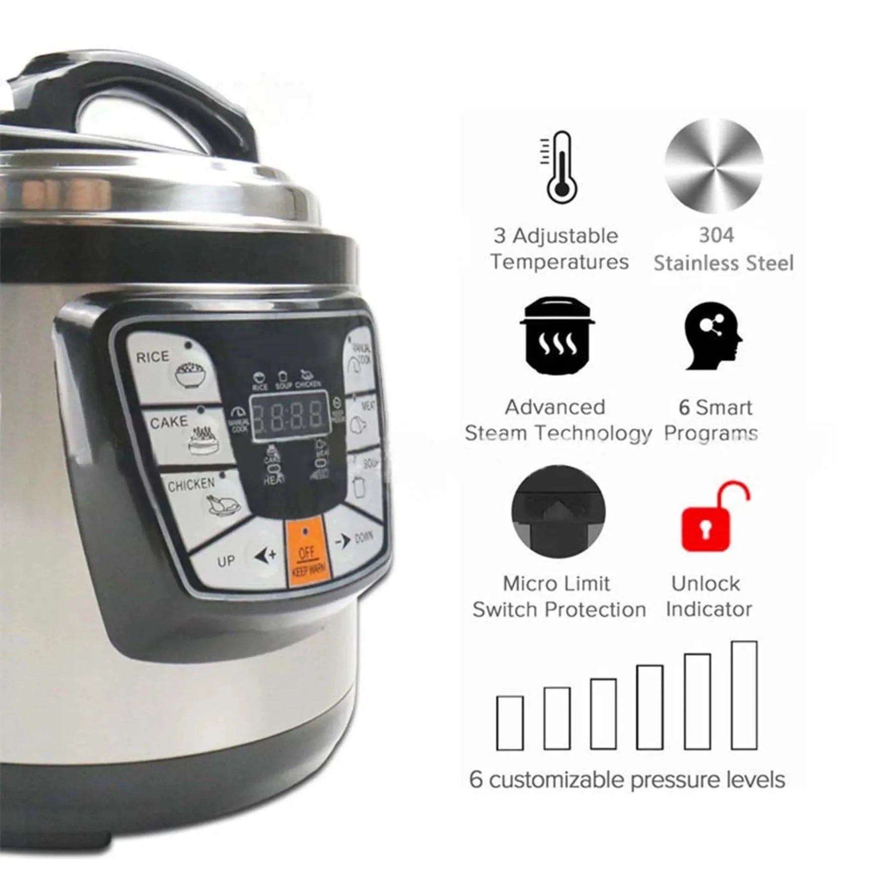 lectric Stainless Steel Pressure 12-LT Cooker L W Multicooker-AMAZON FACTORY