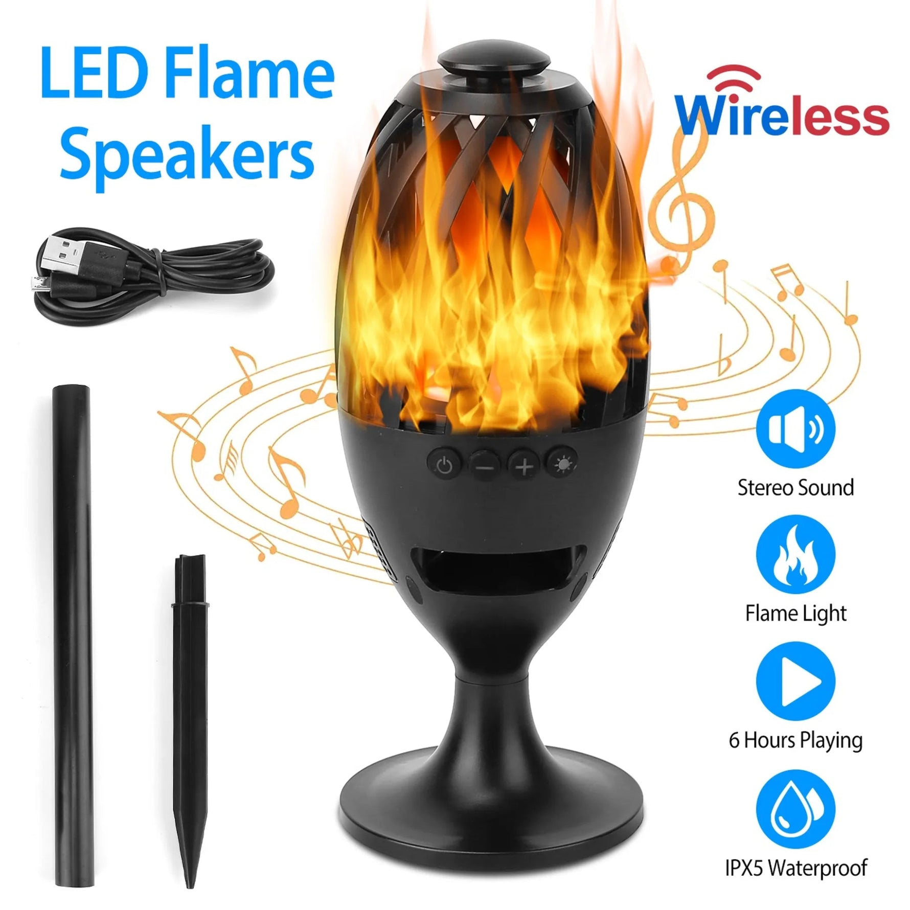 LED Flame Speakers Torch - AMAZON FACTORY