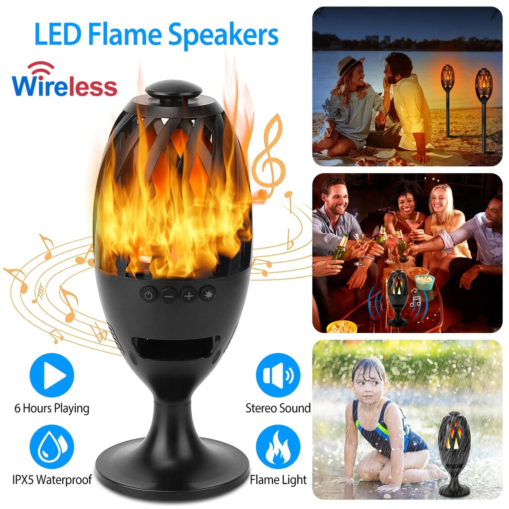 LED Flame Speakers Torch - AMAZON FACTORY
