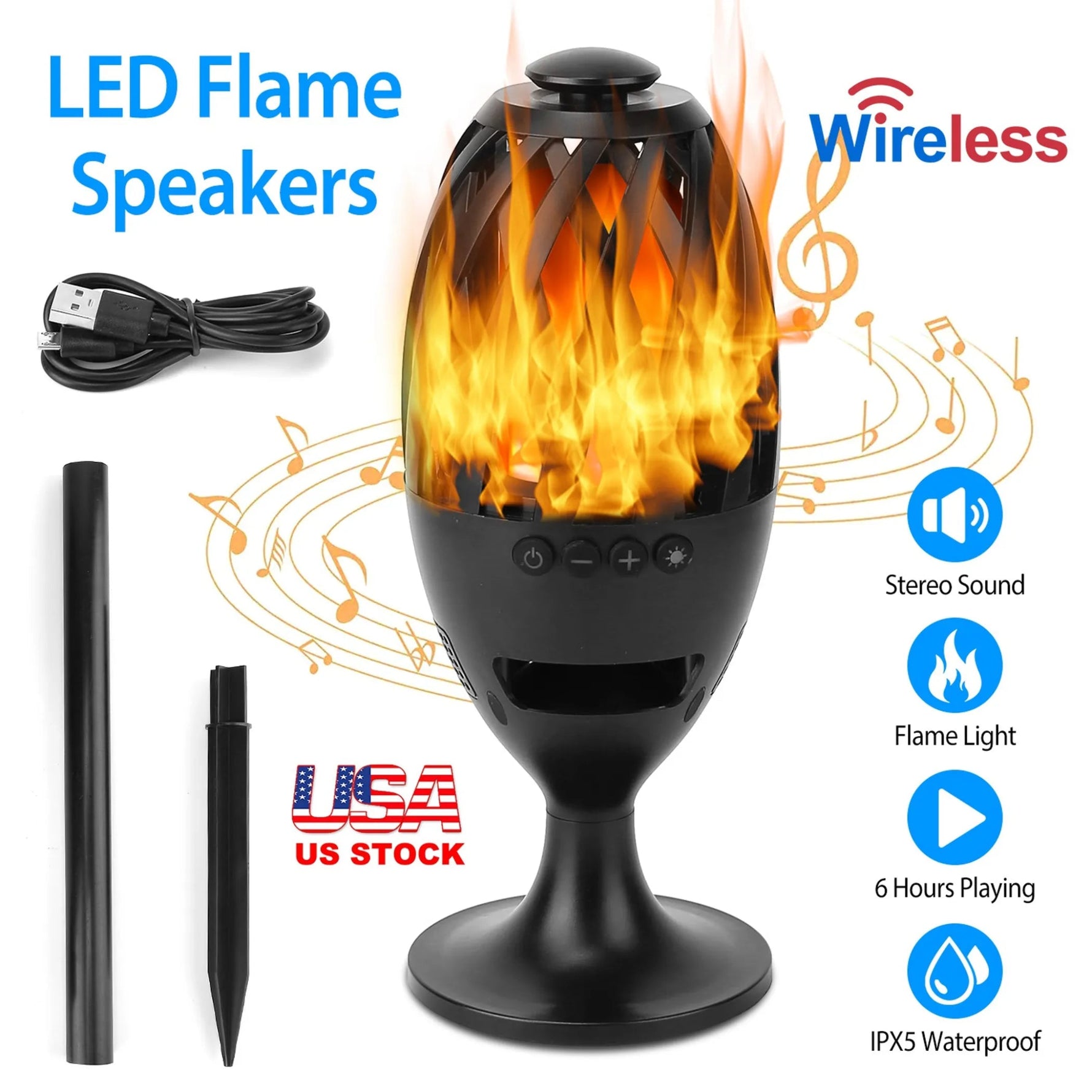 LED Flame Speakers Torch - AMAZON FACTORY