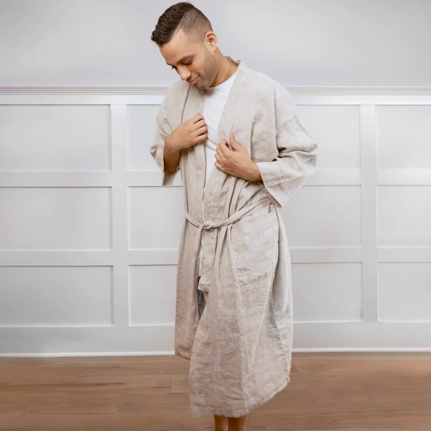 Melange Linen Bathrobe-AMAZON FACTORY