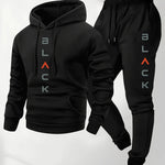Men's casual and comfortable letter-printed hooded sports outfit a two-piece combination of stylish hooded sports shirt-AMAZON FACTORY