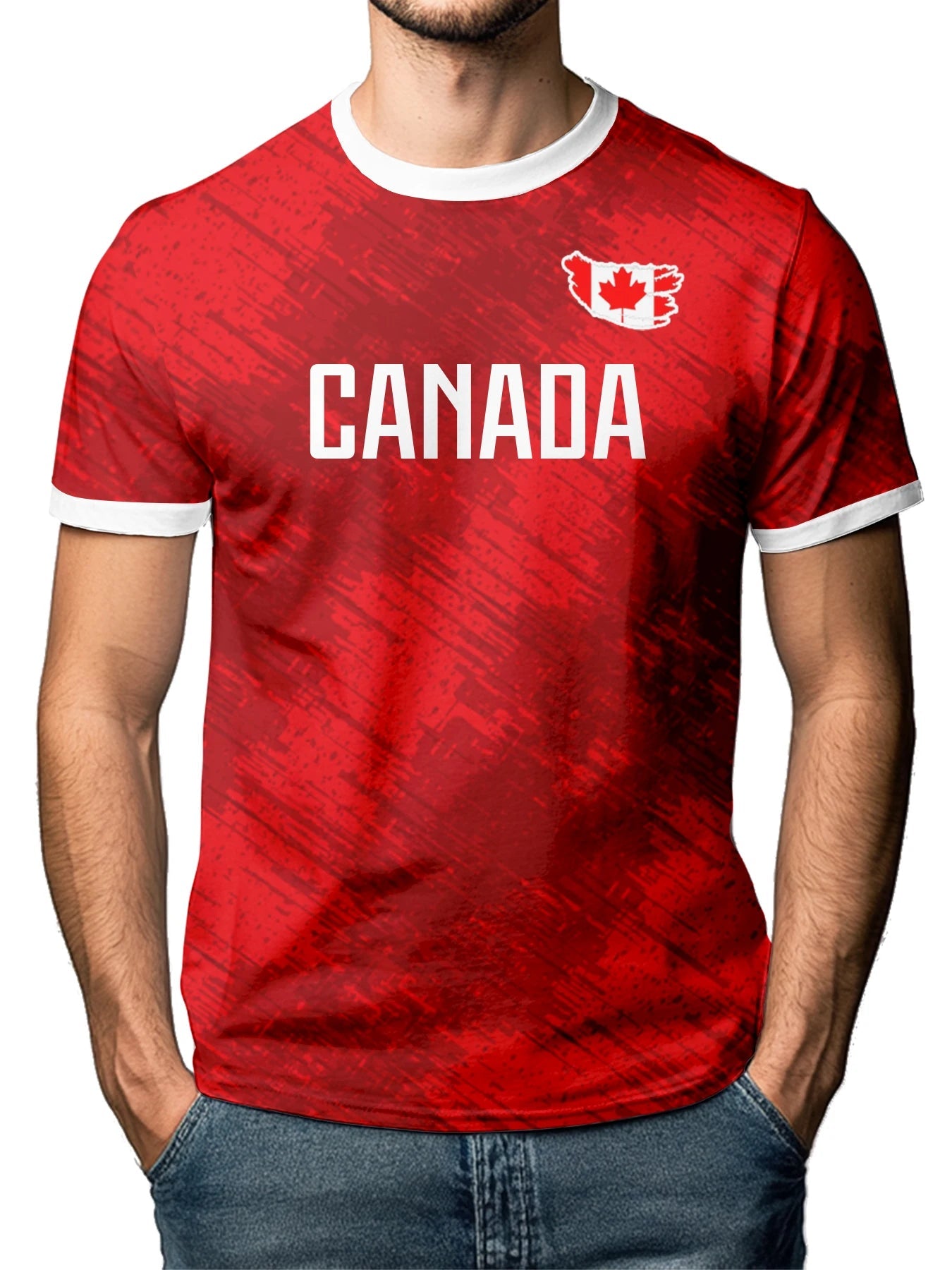 Men's Custom Canada National Team Soccer T-shirt Personalized Name Number Football Shirt, Breathable Quick Dry Sportswear-AMAZON FACTORY