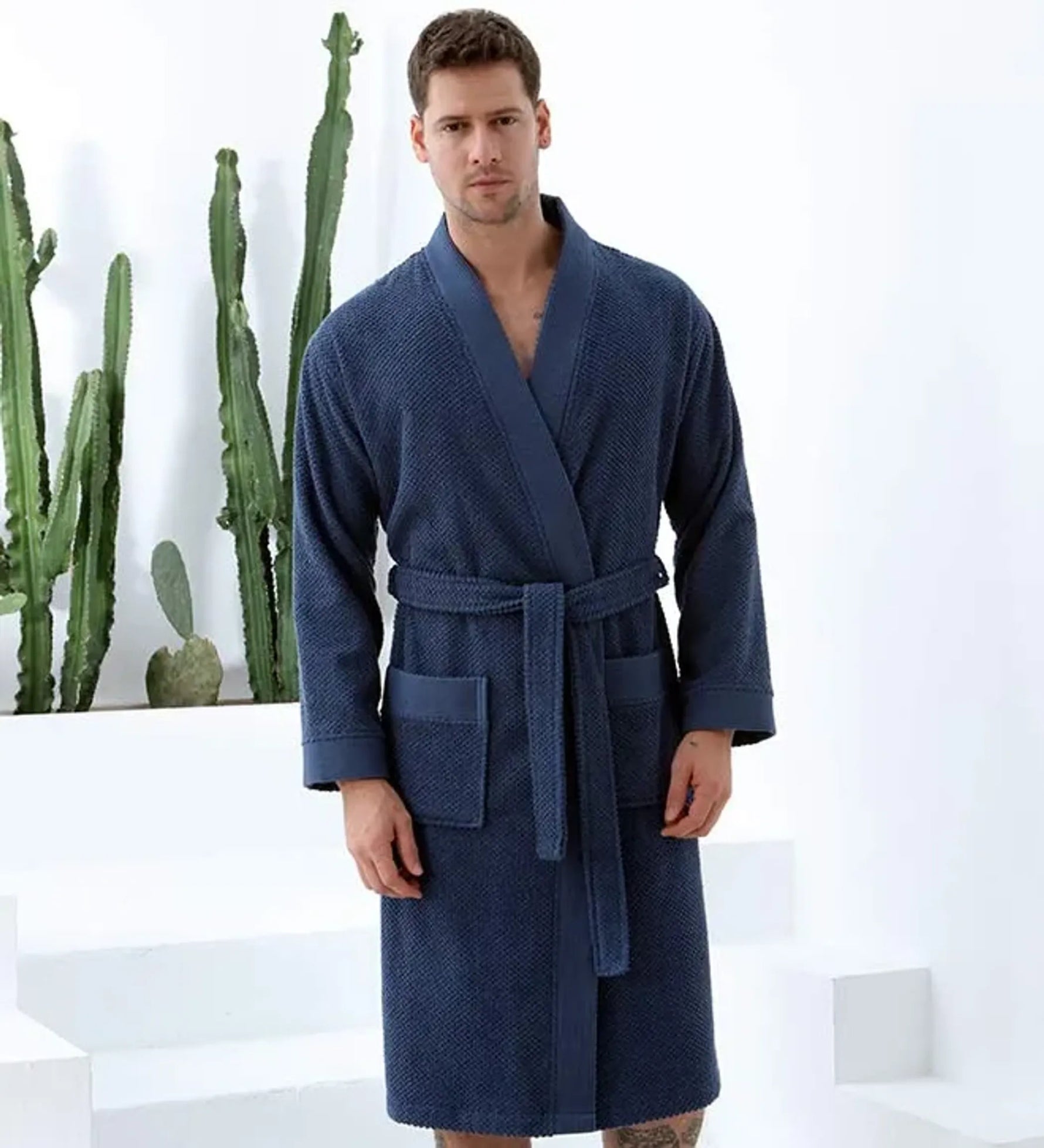 Men's Turkish Cotton Terry Kimono Bathrobe-AMAZON FACTORY
