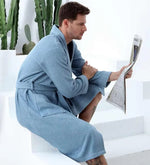 Men's Turkish Cotton Terry Kimono Bathrobe-AMAZON FACTORY