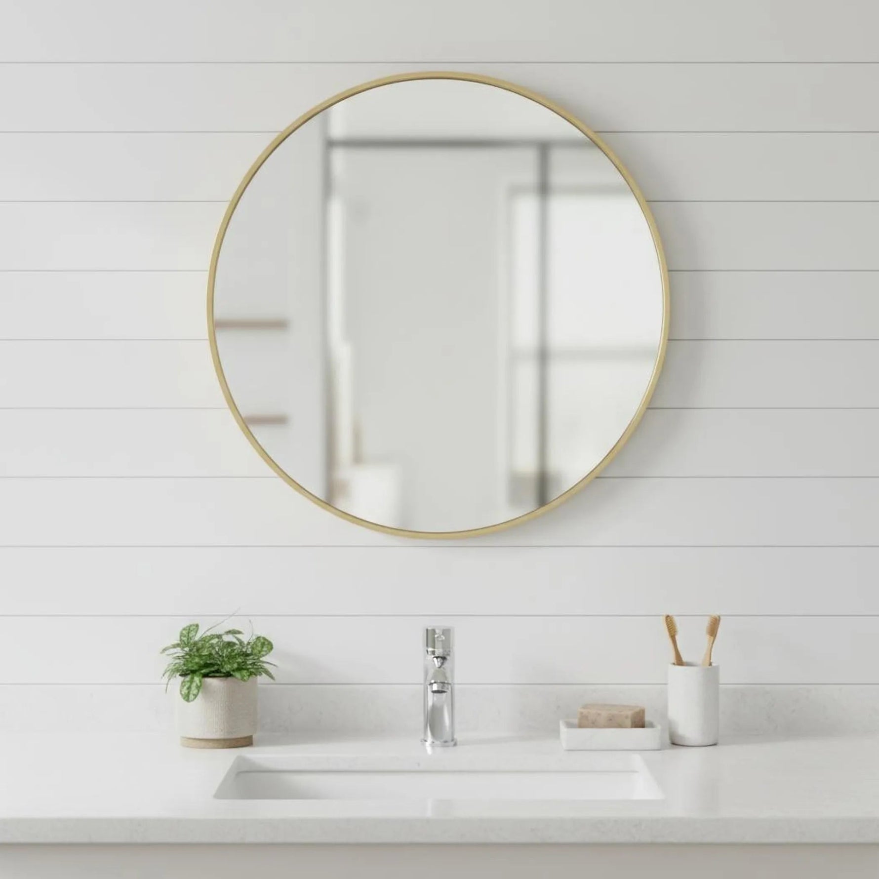 Metal Round Framed Bathroom Vanity Mirror - AMAZON FACTORY