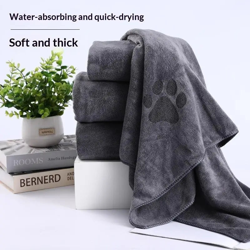 Microfiber Pet Bath Towel Embroidered Super Soft Absorbent Towel For Dogs Cat Grooming Supplies - AMAZON FACTORY