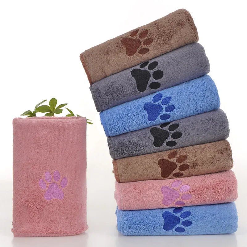 Microfiber Pet Bath Towel Embroidered Super Soft Cat For Dogs Blanket Grooming Supplies Towel Absorbent Pet Paw Cleaning Cloths - AMAZON FACTORY