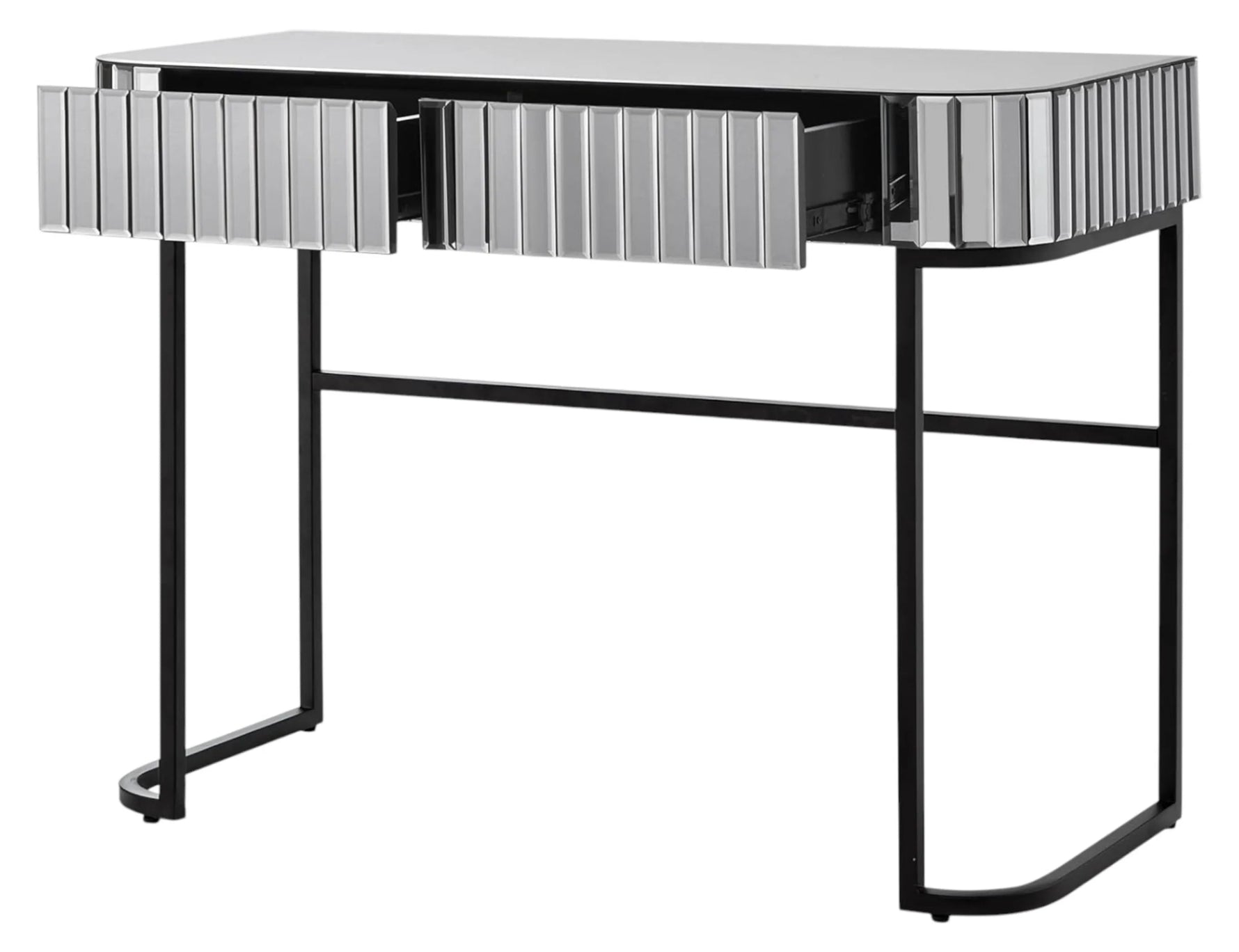 Mirrored Glass and Stainless Steel Two Drawer Vanity Table-AMAZON FACTORY