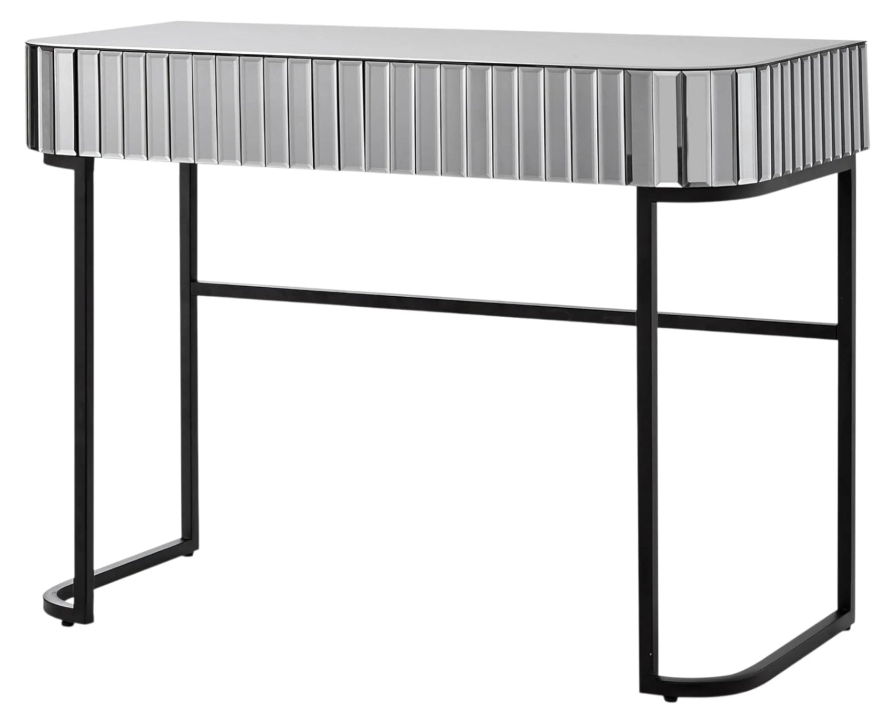 Mirrored Glass and Stainless Steel Two Drawer Vanity Table-AMAZON FACTORY