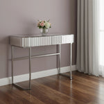 Mirrored Glass and Stainless Steel Two Drawer Vanity Table-AMAZON FACTORY