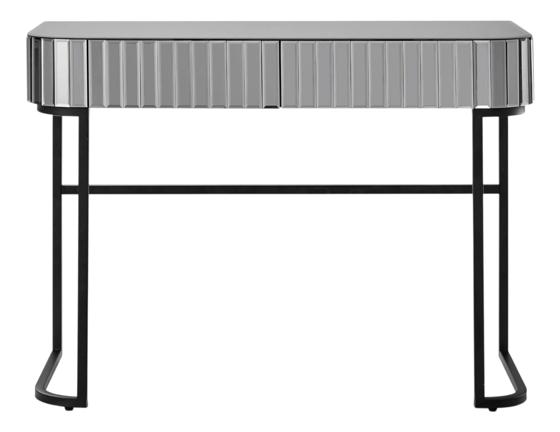 Mirrored Glass and Stainless Steel Two Drawer Vanity Table-AMAZON FACTORY