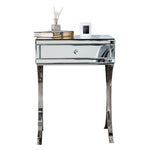 Mirrored Silver Finish Nightstand Drawer-AMAZON FACTORY