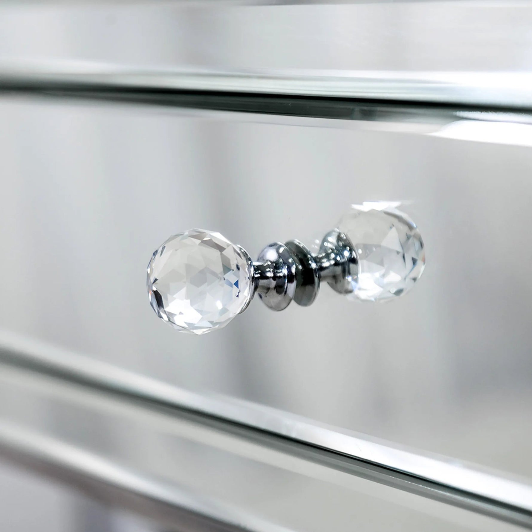 Mirrored Silver Finish Nightstand Drawer-AMAZON FACTORY