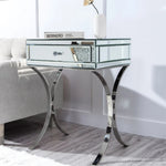 Mirrored Silver Finish Nightstand Drawer-AMAZON FACTORY