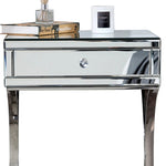 Mirrored Silver Finish Nightstand Drawer-AMAZON FACTORY