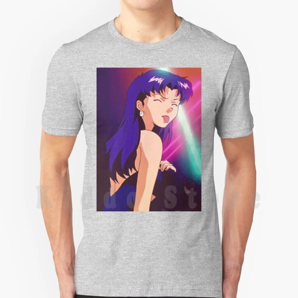 Misato T Shirt Cotton Men DIY Print Cool Tee Anime Manga Girl Woman Misato Katsuragi Club Clubbing Lights Sad - AMAZON FACTORY