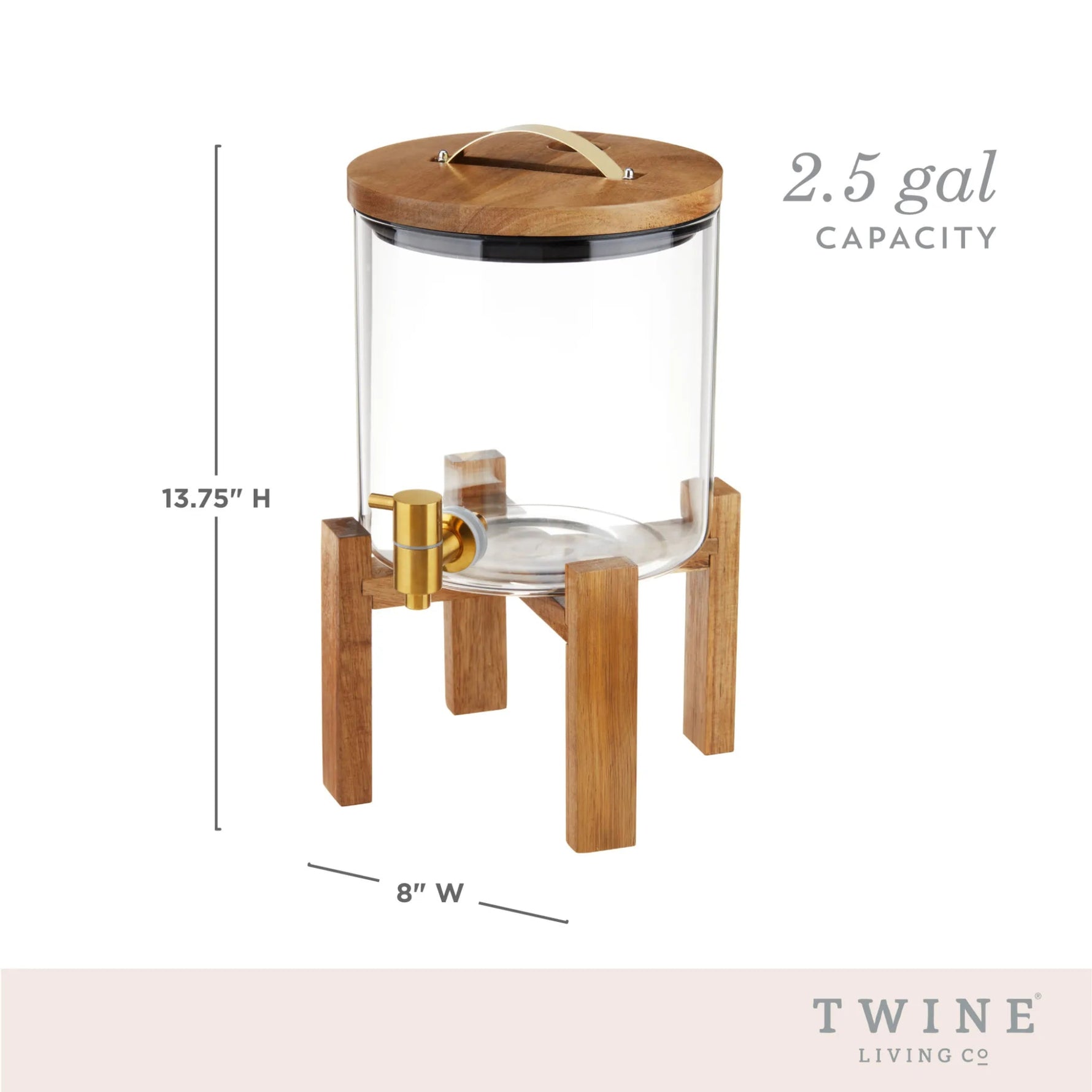 Modern Manor Wood & Glass Drink Dispenser by Twine Living - AMAZON FACTORY