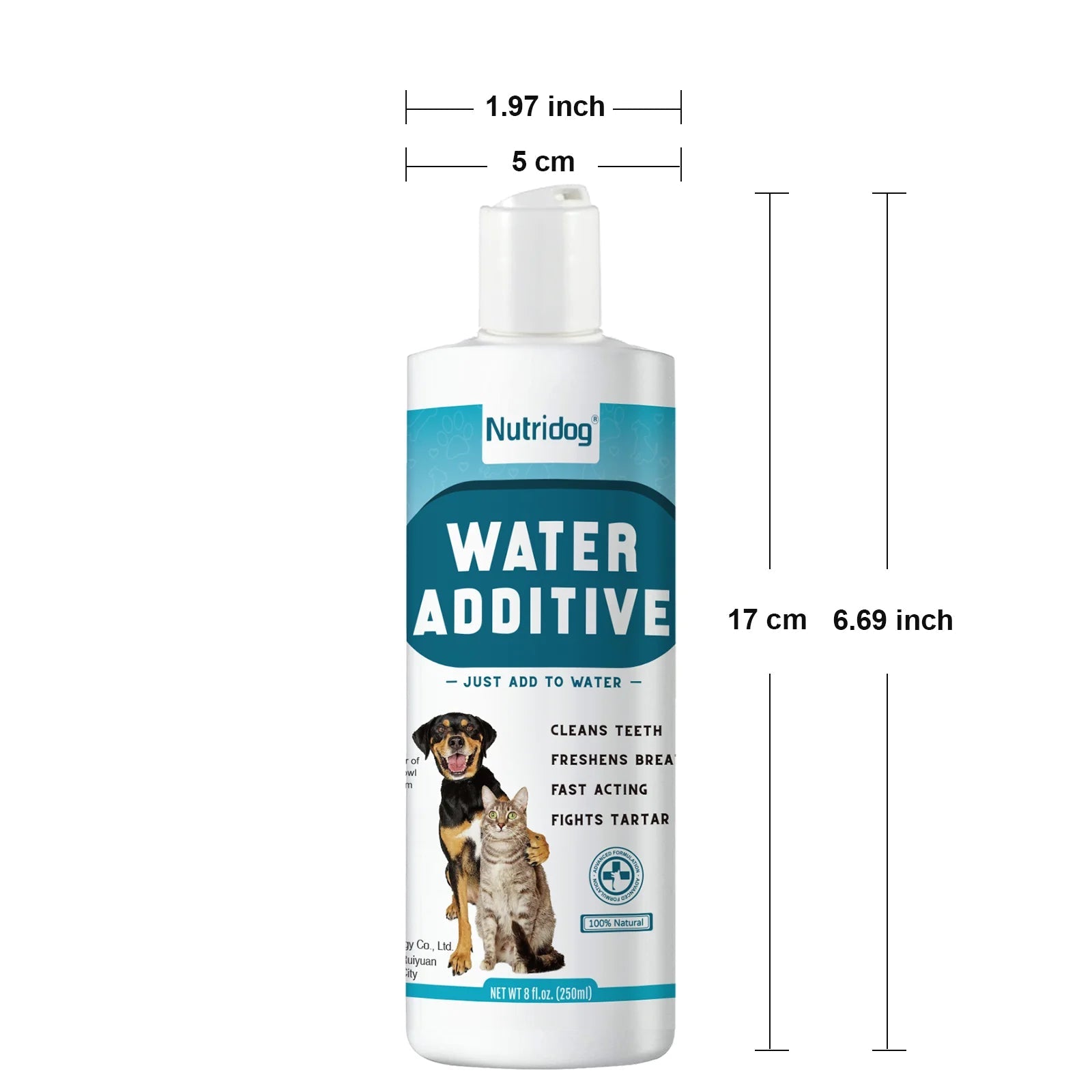 NUTRIDOG Dog&Cat Dental Water Additive Fresh Breath Dental Care Supplement Eliminate Plaque and Bad Breath - AMAZON FACTORY