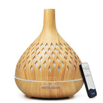 “Openwork Wooden Vase Essential Oil Diffuser with Remote Control and 7 LED Light Colors”-AMAZON FACTORY