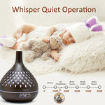 “Openwork Wooden Vase Essential Oil Diffuser with Remote Control and 7 LED Light Colors”-AMAZON FACTORY