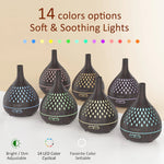 “Openwork Wooden Vase Essential Oil Diffuser with Remote Control and 7 LED Light Colors”-AMAZON FACTORY