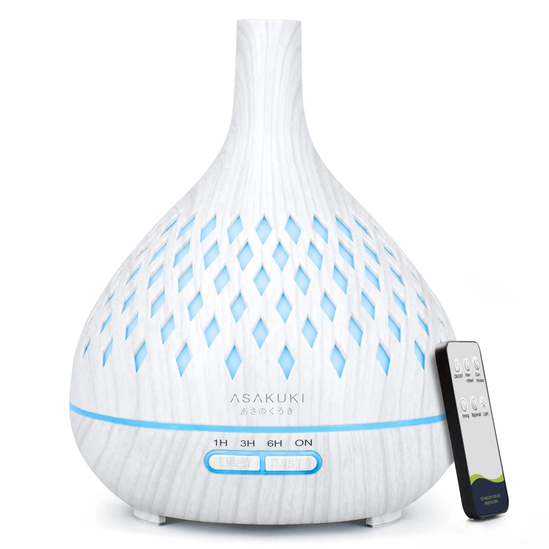 “Openwork Wooden Vase Essential Oil Diffuser with Remote Control and 7 LED Light Colors”-AMAZON FACTORY