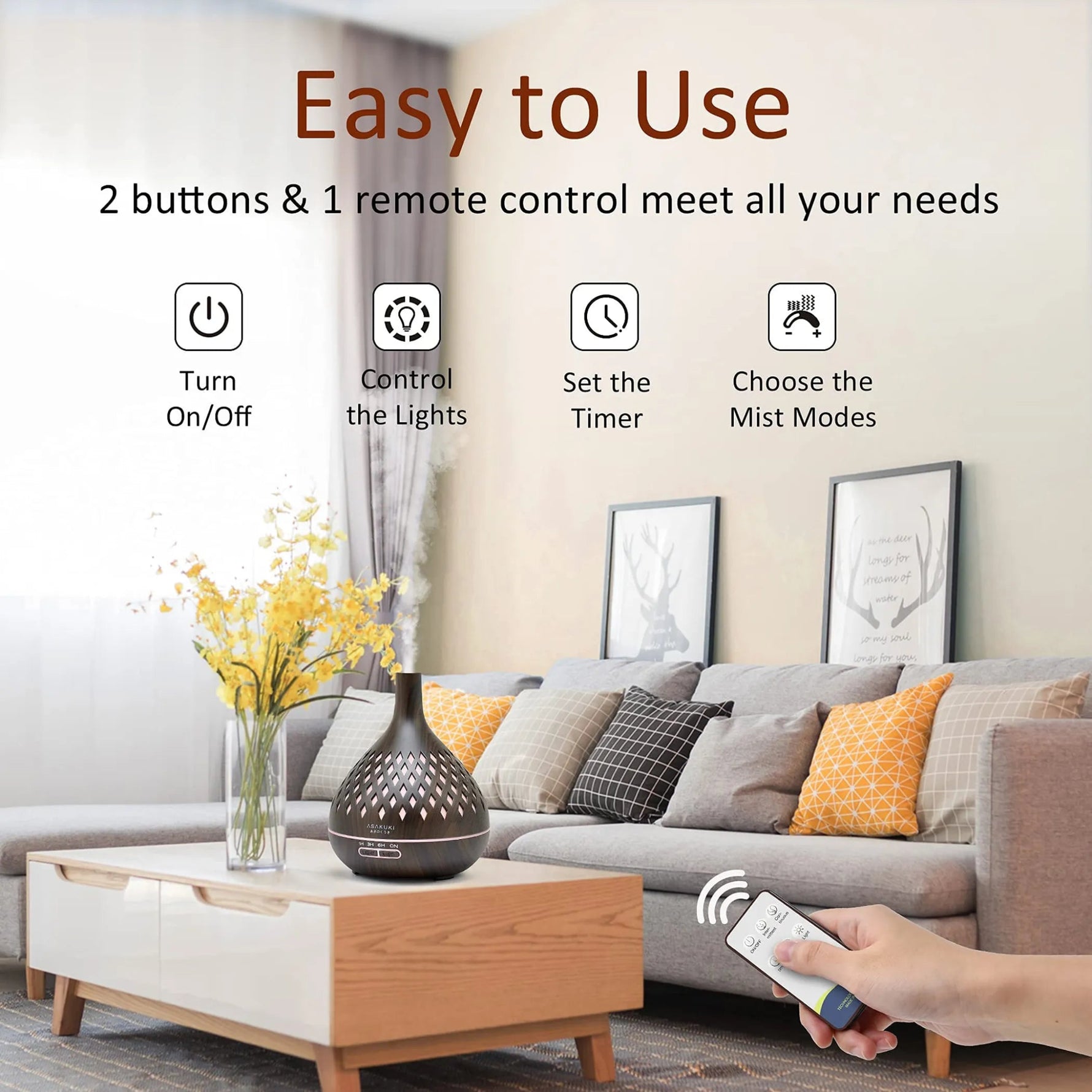 “Openwork Wooden Vase Essential Oil Diffuser with Remote Control and 7 LED Light Colors”-AMAZON FACTORY