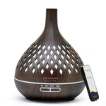 “Openwork Wooden Vase Essential Oil Diffuser with Remote Control and 7 LED Light Colors”-AMAZON FACTORY