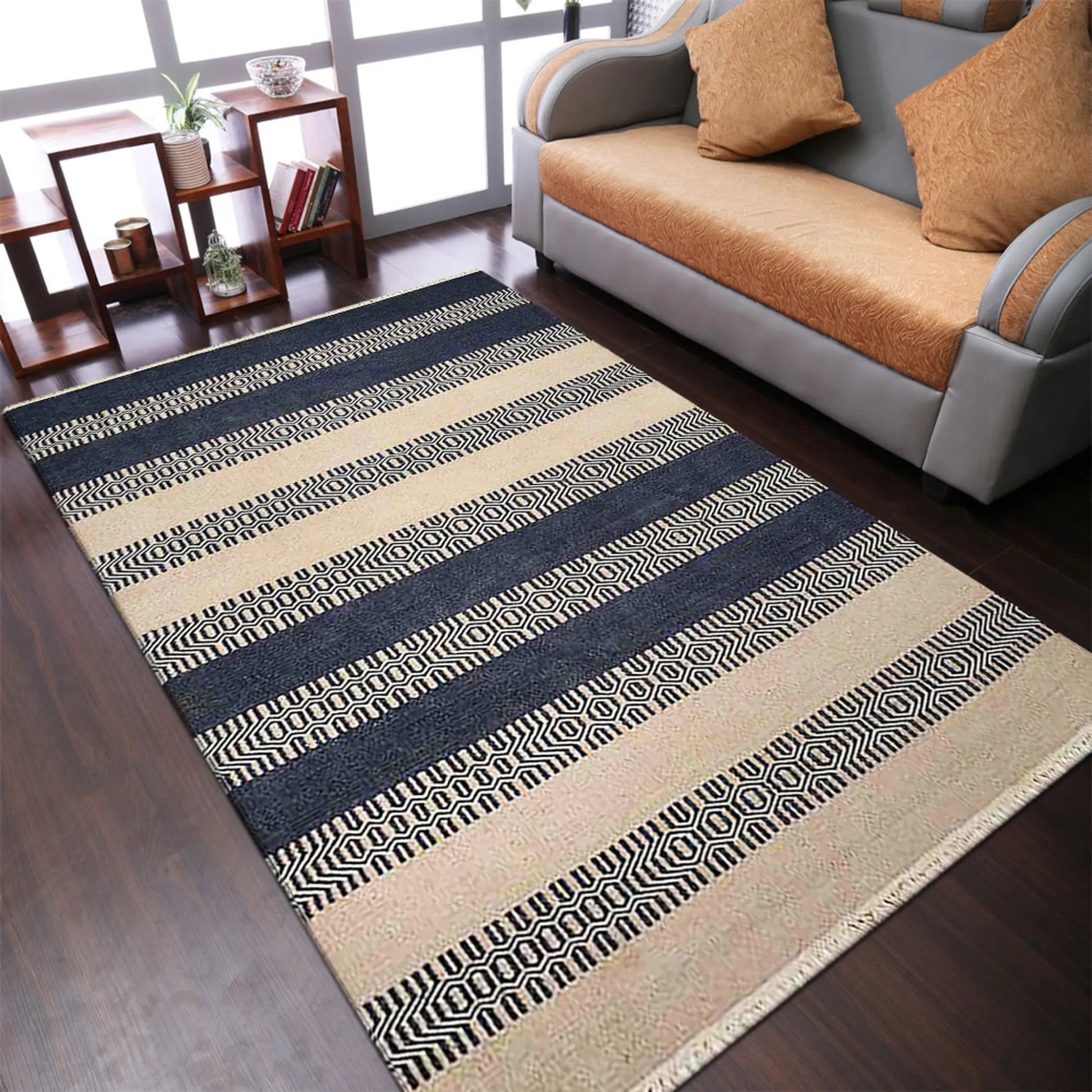 Rugsotic Carpets Hand Woven Flat Weave Kilim Wool Area Rug Contemporary - AMAZON FACTORY