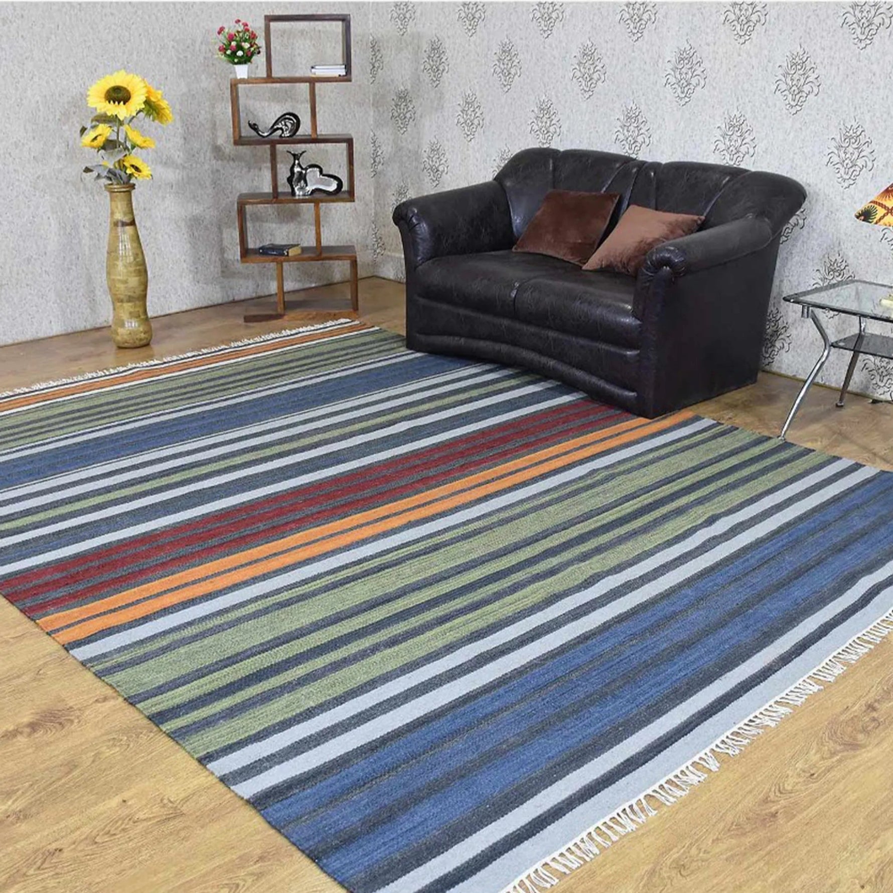Rugsotic Carpets Hand Woven Flat Weave Kilim Wool Area Rug Contemporary - AMAZON FACTORY