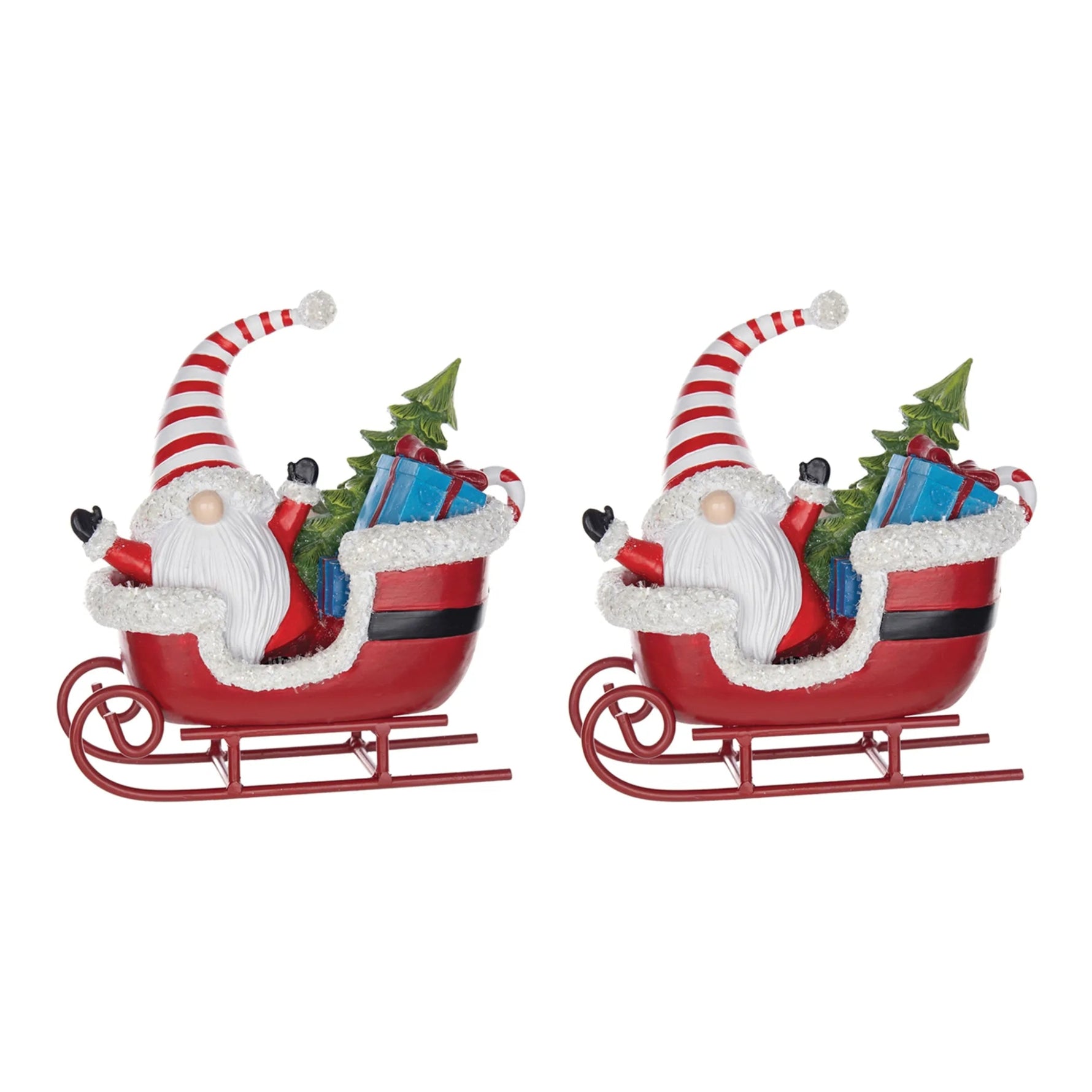 Santa Gnome in Sleigh Figurine-AMAZON FACTORY