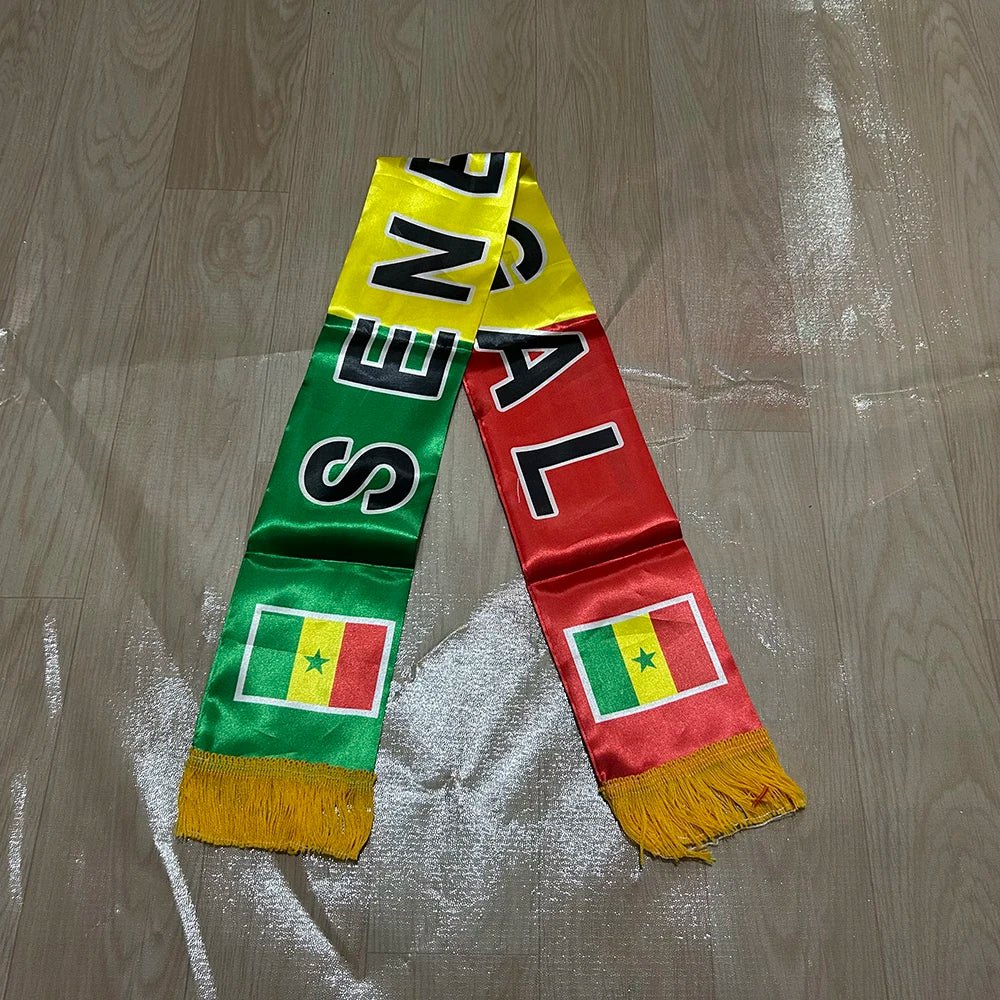 Senegal Scarf 14x135cm Double-sided Printed Senegal Flag Satin Scarf Suitable for 2026 world cup Sports Events-AMAZON FACTORY