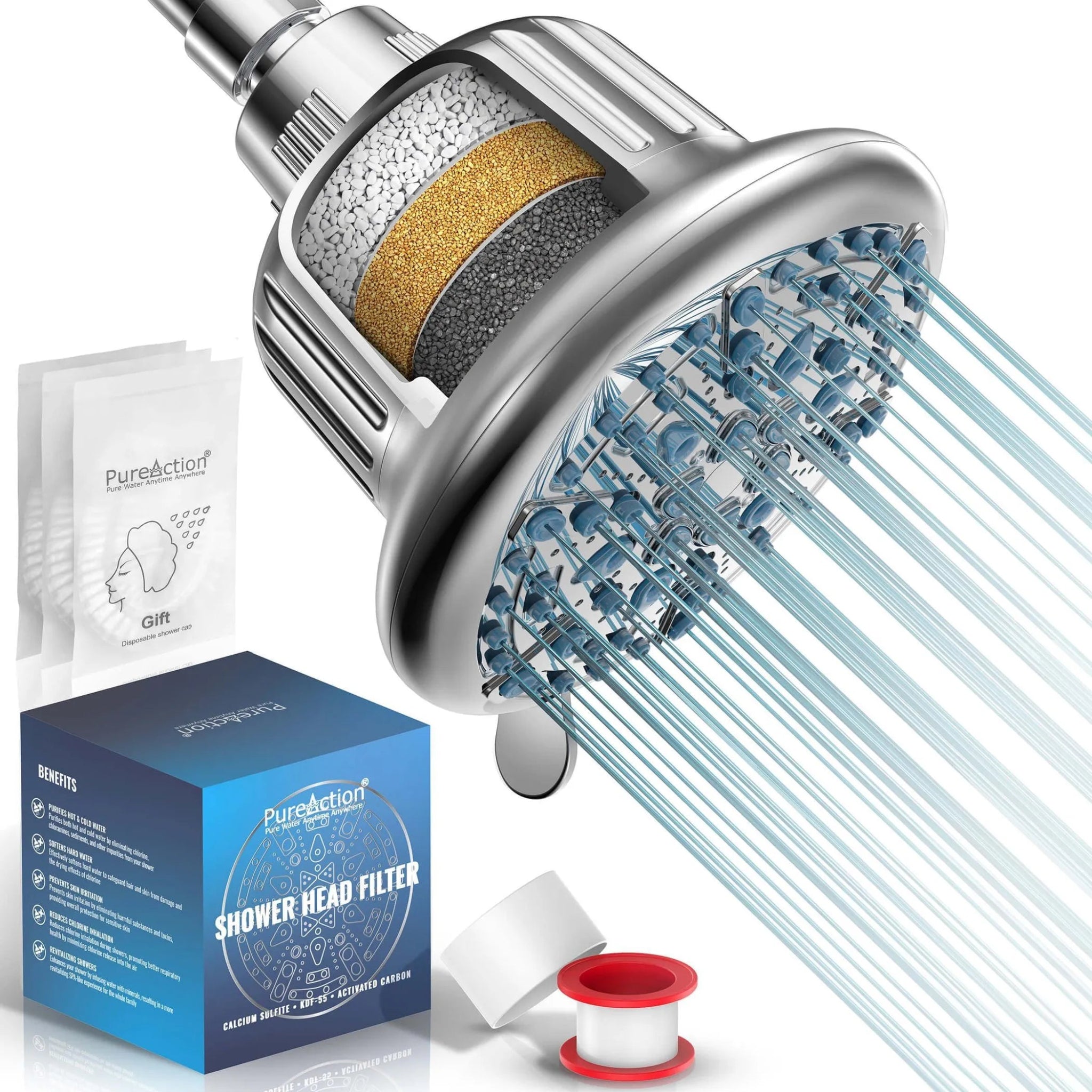 Shower Head Filter For Hard Water 7 Settings High Pressure Filtered Shower Head with Filters for Chlorine and Fluoride Water Softener Showerhead with - AMAZON FACTORY