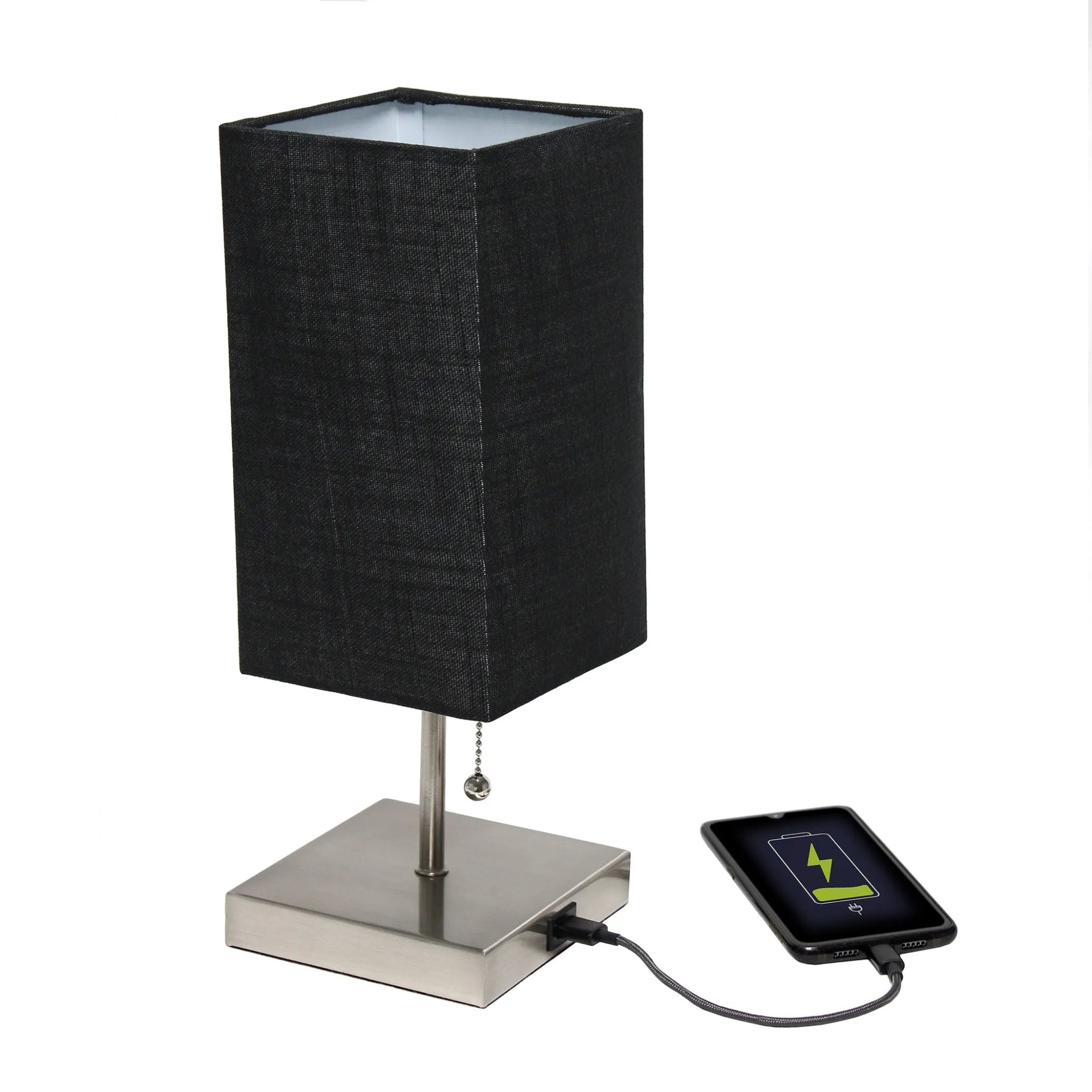 Simple Designs Petite Stick Lamp with USB Charging Port and Fabric Shade 2 Pack Set-AMAZON FACTORY