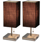 Simple Designs Petite Stick Lamp with USB Charging Port and Fabric Shade 2 Pack Set-AMAZON FACTORY