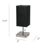 Simple Designs Petite Stick Lamp with USB Charging Port and Fabric Shade 2 Pack Set-AMAZON FACTORY