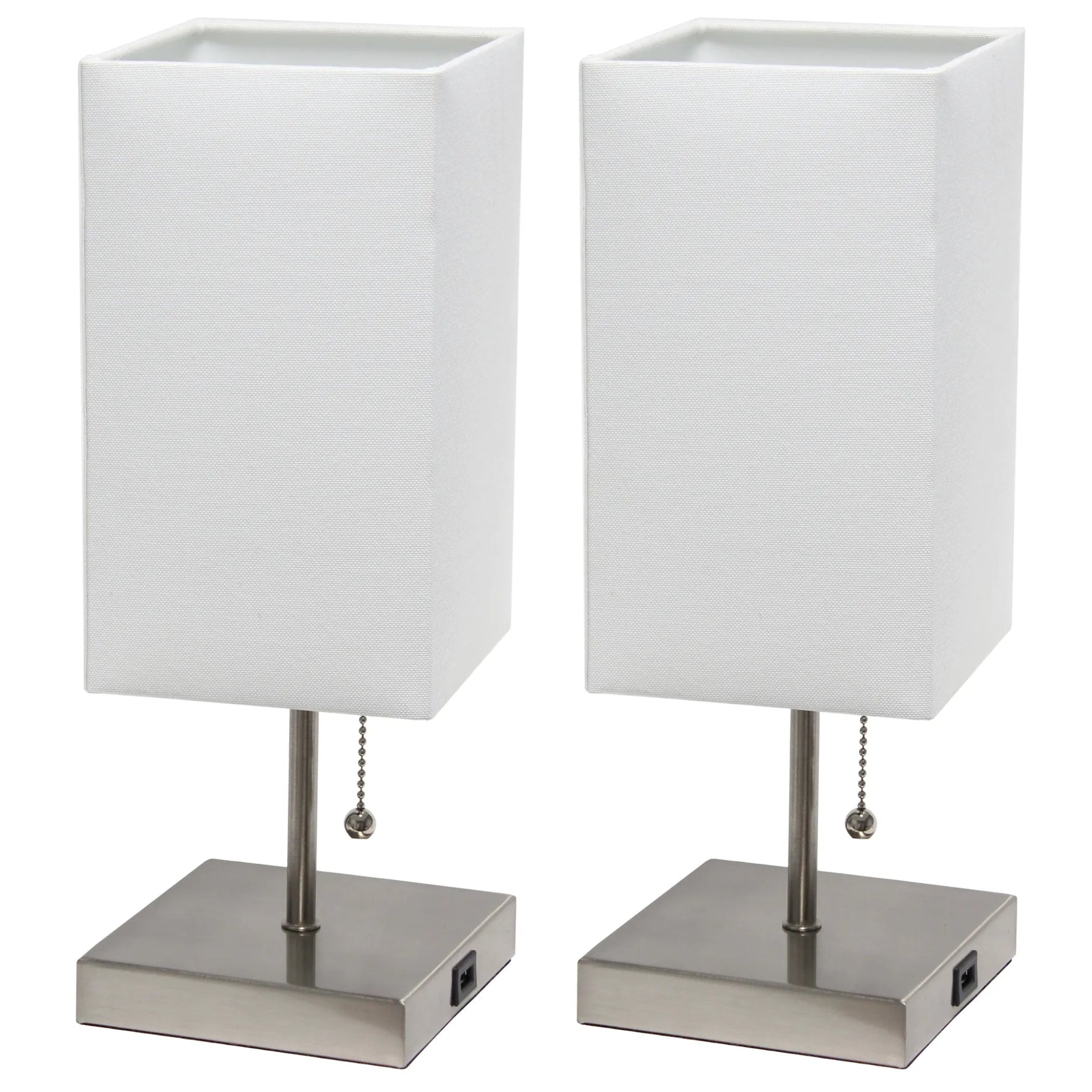 Simple Designs Petite Stick Lamp with USB Charging Port and Fabric Shade 2 Pack Set-AMAZON FACTORY