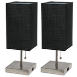 Simple Designs Petite Stick Lamp with USB Charging Port and Fabric Shade 2 Pack Set-AMAZON FACTORY