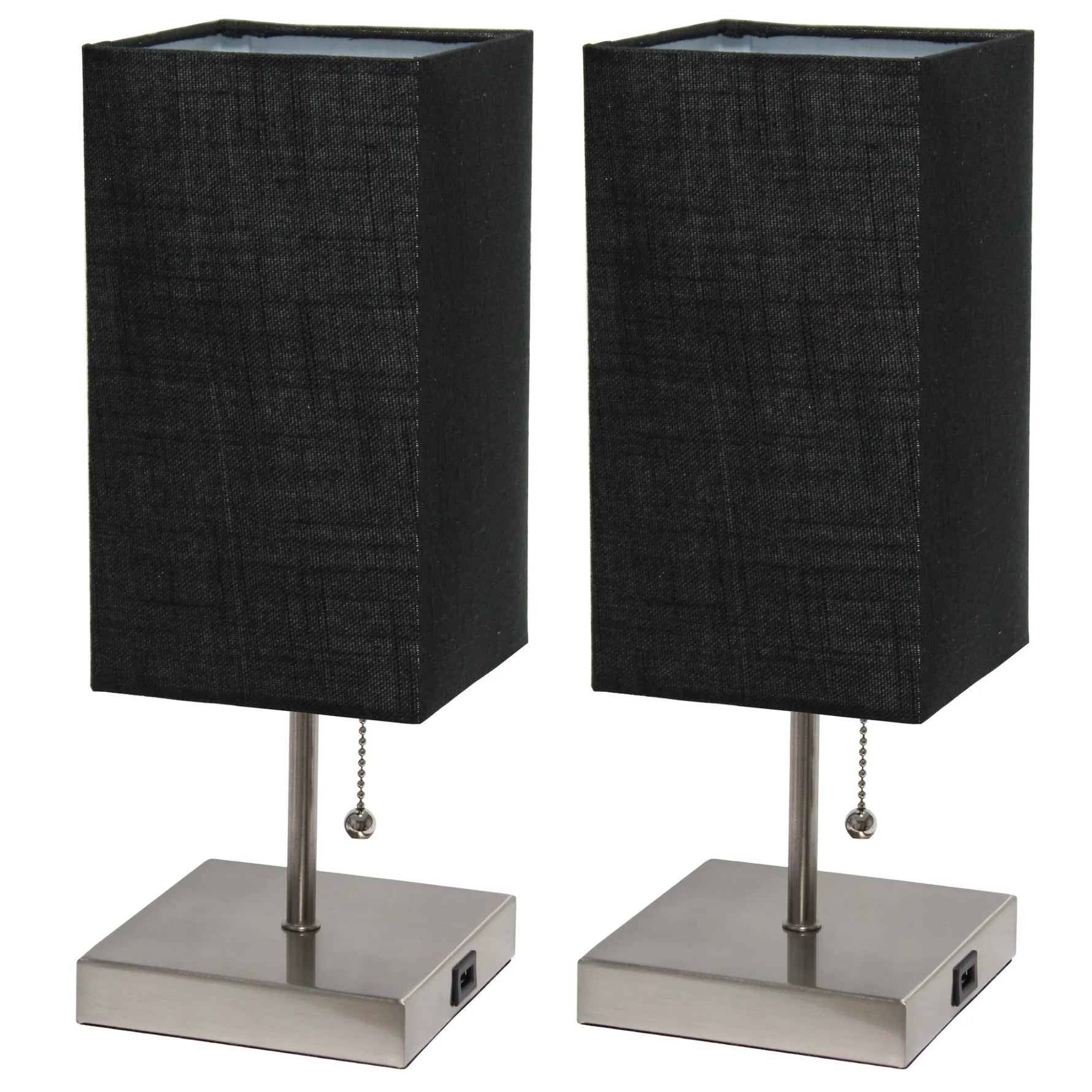 Simple Designs Petite Stick Lamp with USB Charging Port and Fabric Shade 2 Pack Set-AMAZON FACTORY