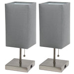 Simple Designs Petite Stick Lamp with USB Charging Port and Fabric Shade 2 Pack Set-AMAZON FACTORY