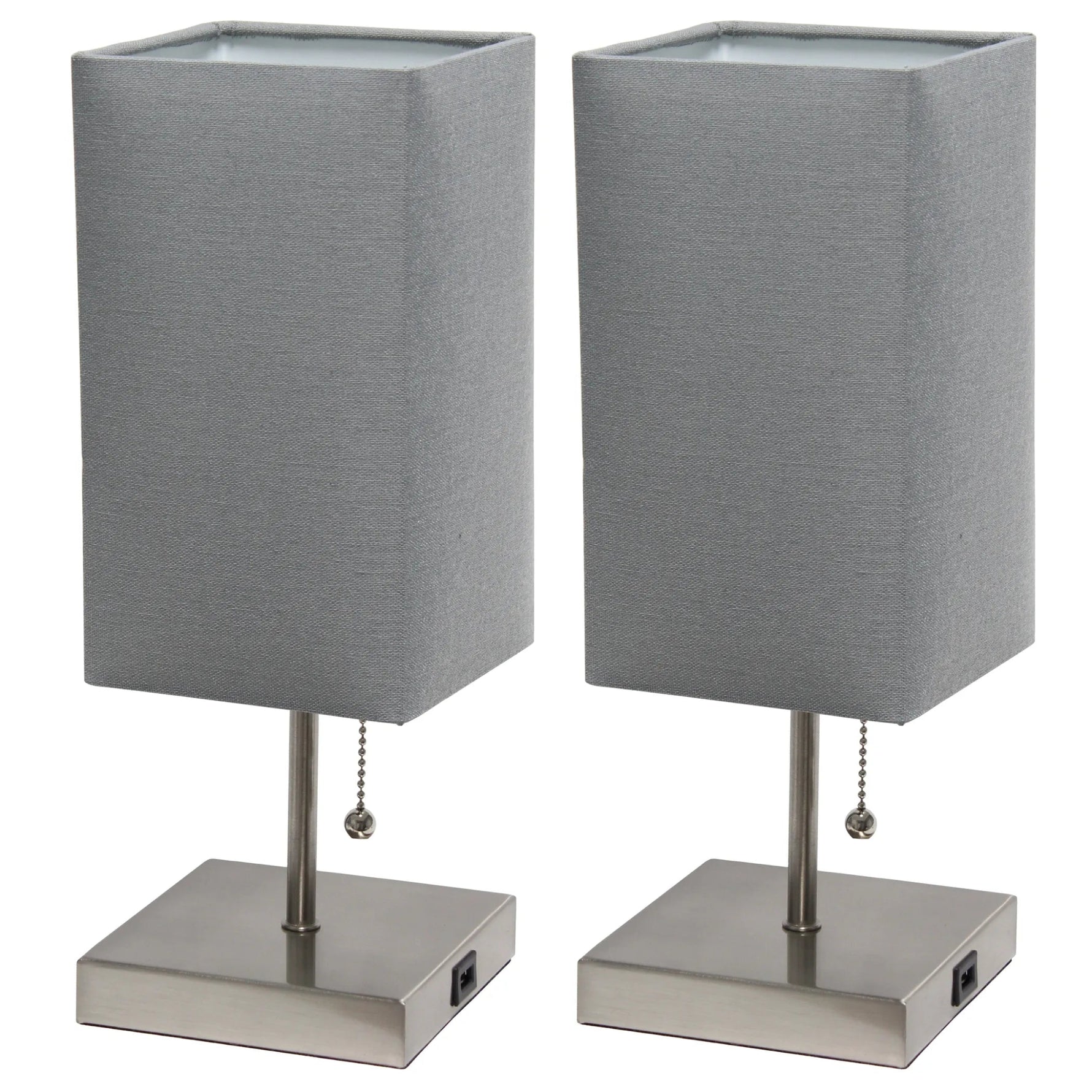 Simple Designs Petite Stick Lamp with USB Charging Port and Fabric Shade 2 Pack Set-AMAZON FACTORY