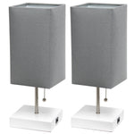 Simple Designs Petite White Stick Lamp with USB Charging Port and Fabric Shade 2 Pack Set-AMAZON FACTORY