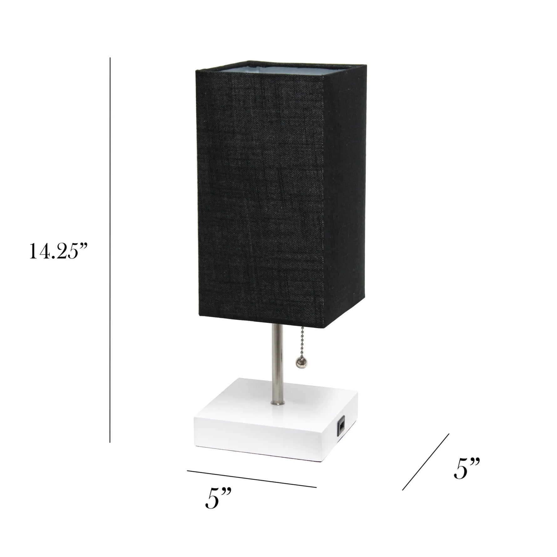 Simple Designs Petite White Stick Lamp with USB Charging Port and Fabric Shade 2 Pack Set-AMAZON FACTORY