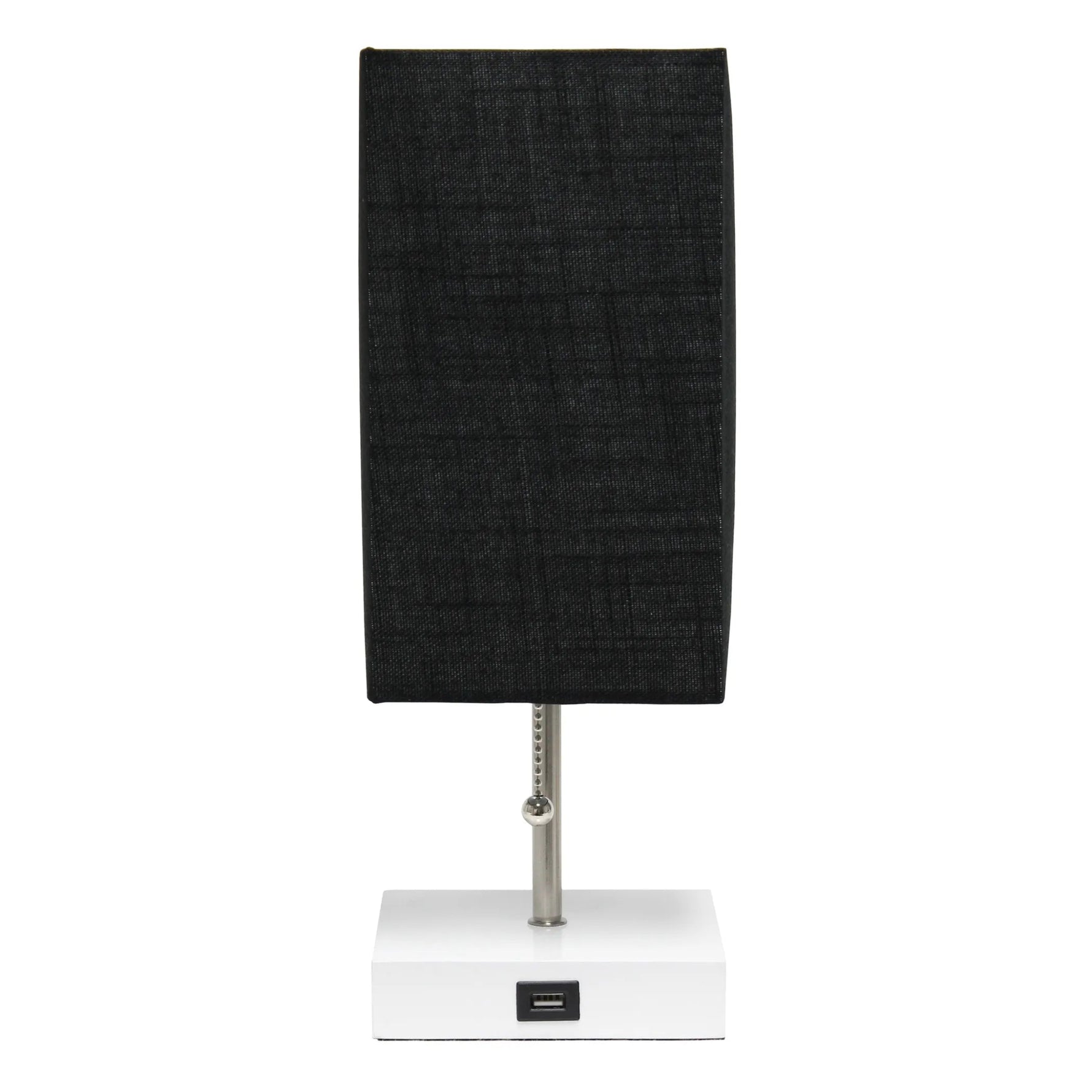 Simple Designs Petite White Stick Lamp with USB Charging Port and Fabric Shade-AMAZON FACTORY