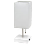 Simple Designs Petite White Stick Lamp with USB Charging Port and Fabric Shade-AMAZON FACTORY
