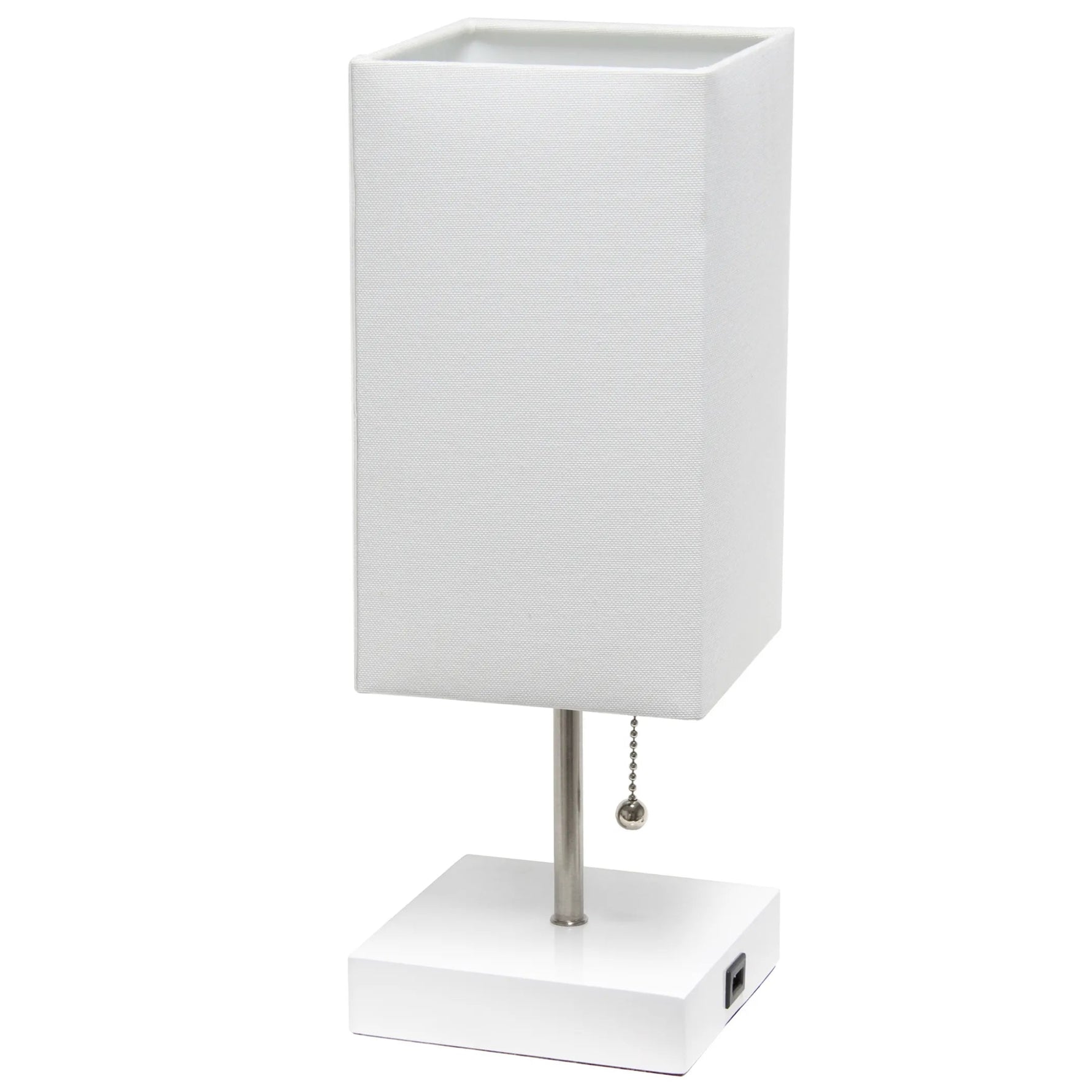Simple Designs Petite White Stick Lamp with USB Charging Port and Fabric Shade-AMAZON FACTORY