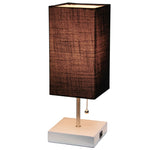 Simple Designs Petite White Stick Lamp with USB Charging Port and Fabric Shade-AMAZON FACTORY